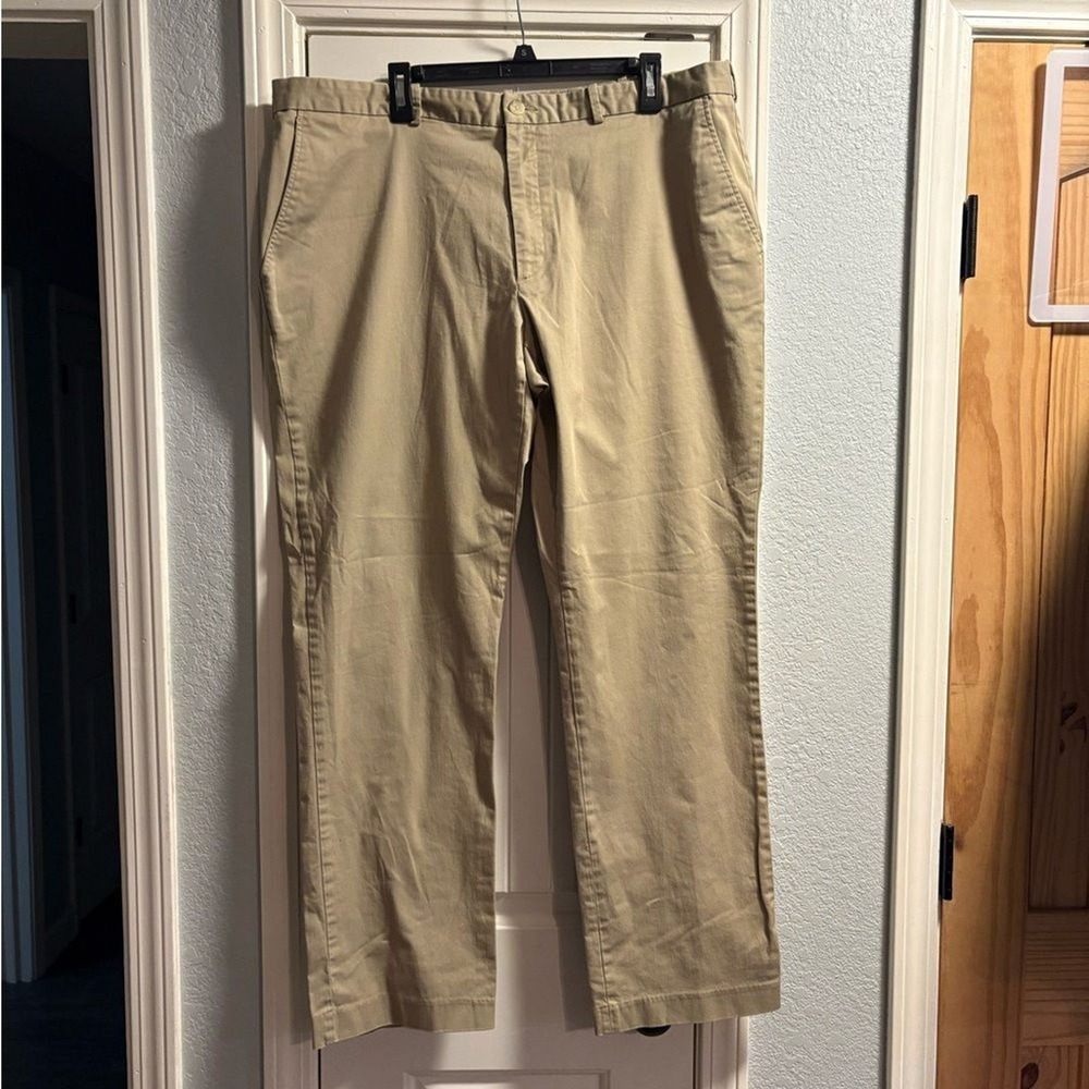 Perry Ellis Chino Pants Mens 40/32 Khaki Tan Excellent Stretch Cotton Trousers